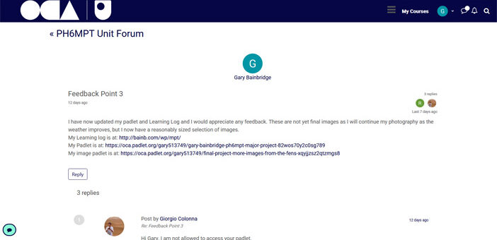 Project 3 Exercise One – Peer Feedback